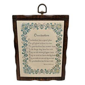 Vintage 1973 Wood Wall Plaque Grandmother’s By Harriet B. McCormick